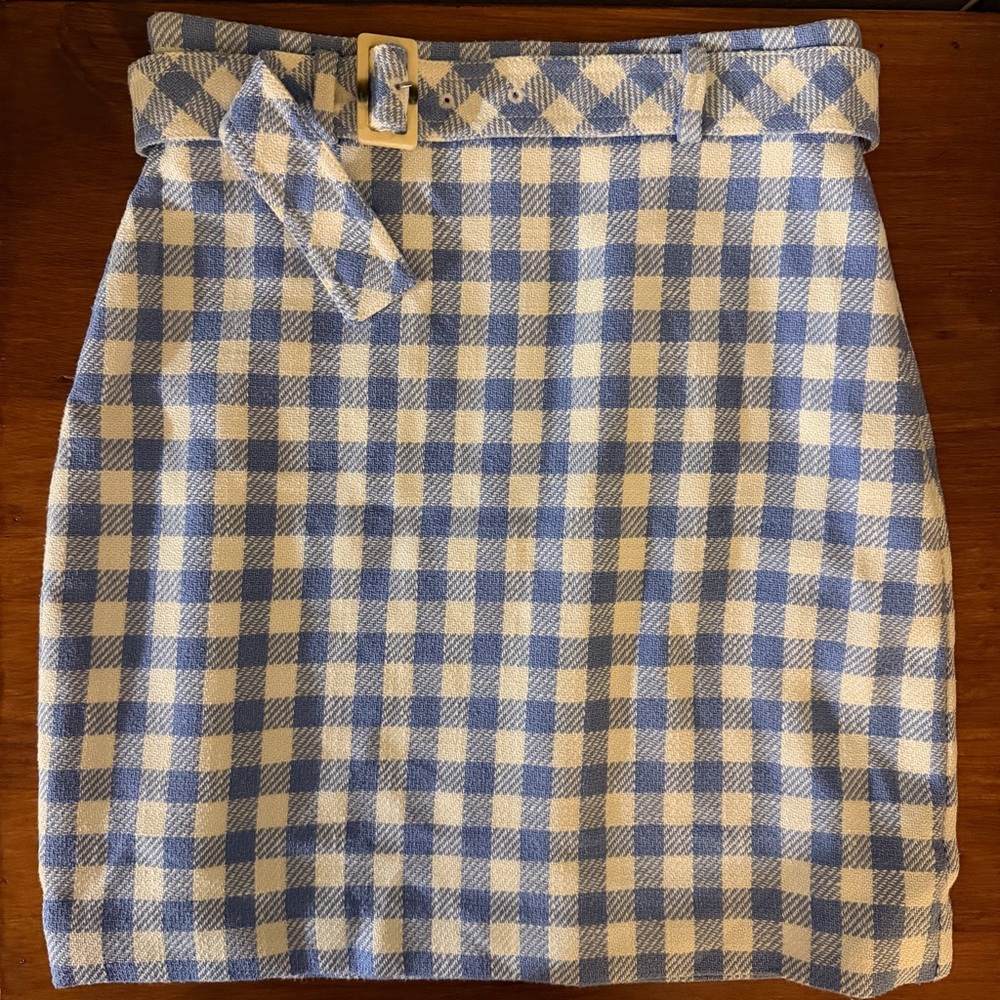Ann Taylor Pencil Skirt | Plaid, Blue and White | Size 6